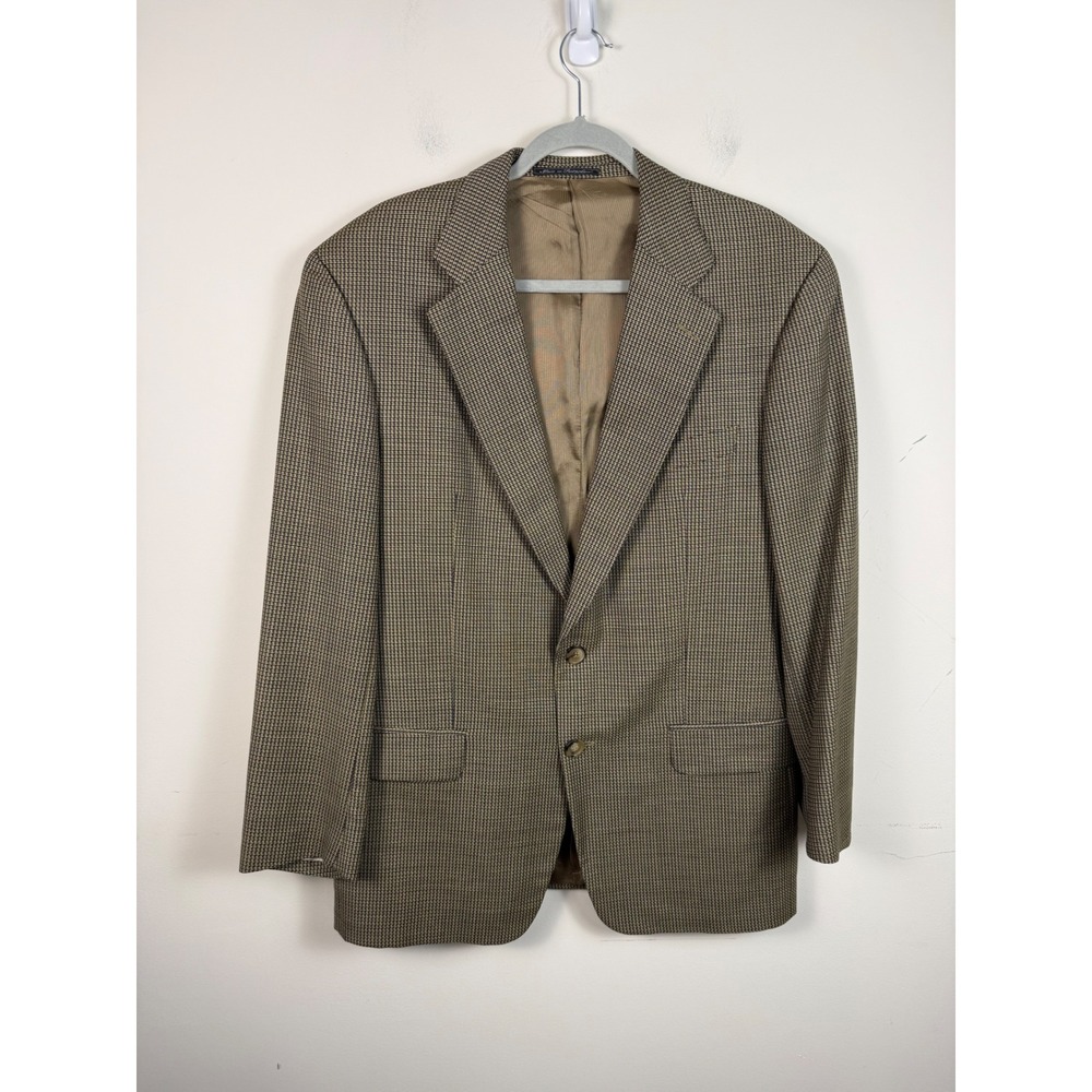 Ermenegildo Zegna Soft Mens Brown Navy Houndstooth Wool Blazer Sport Coat 50 40R - Picture 1 of 9